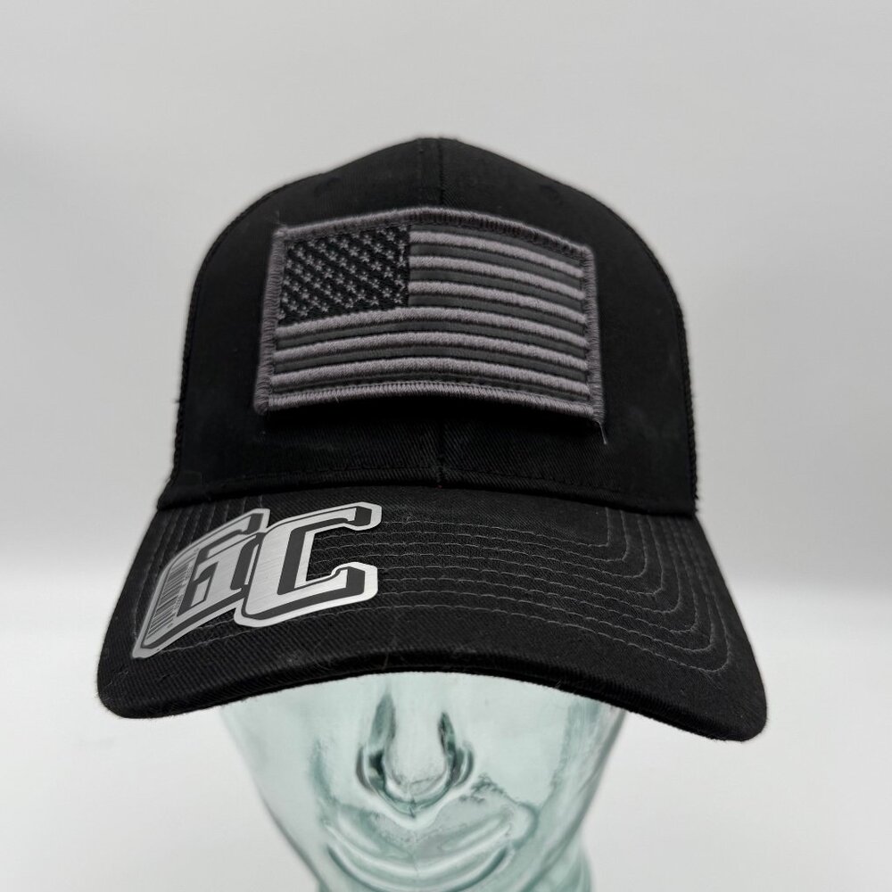 GC USA American Flag Patch Hat Black Snapback Tactical Mesh Trucker Cap One Size